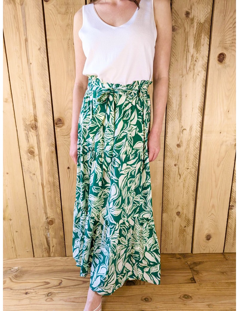 SARAH JOHN / MUSY MUSE Jupe longue motif vert