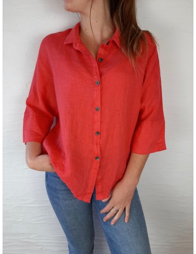 IZZY chemise en lin rouge